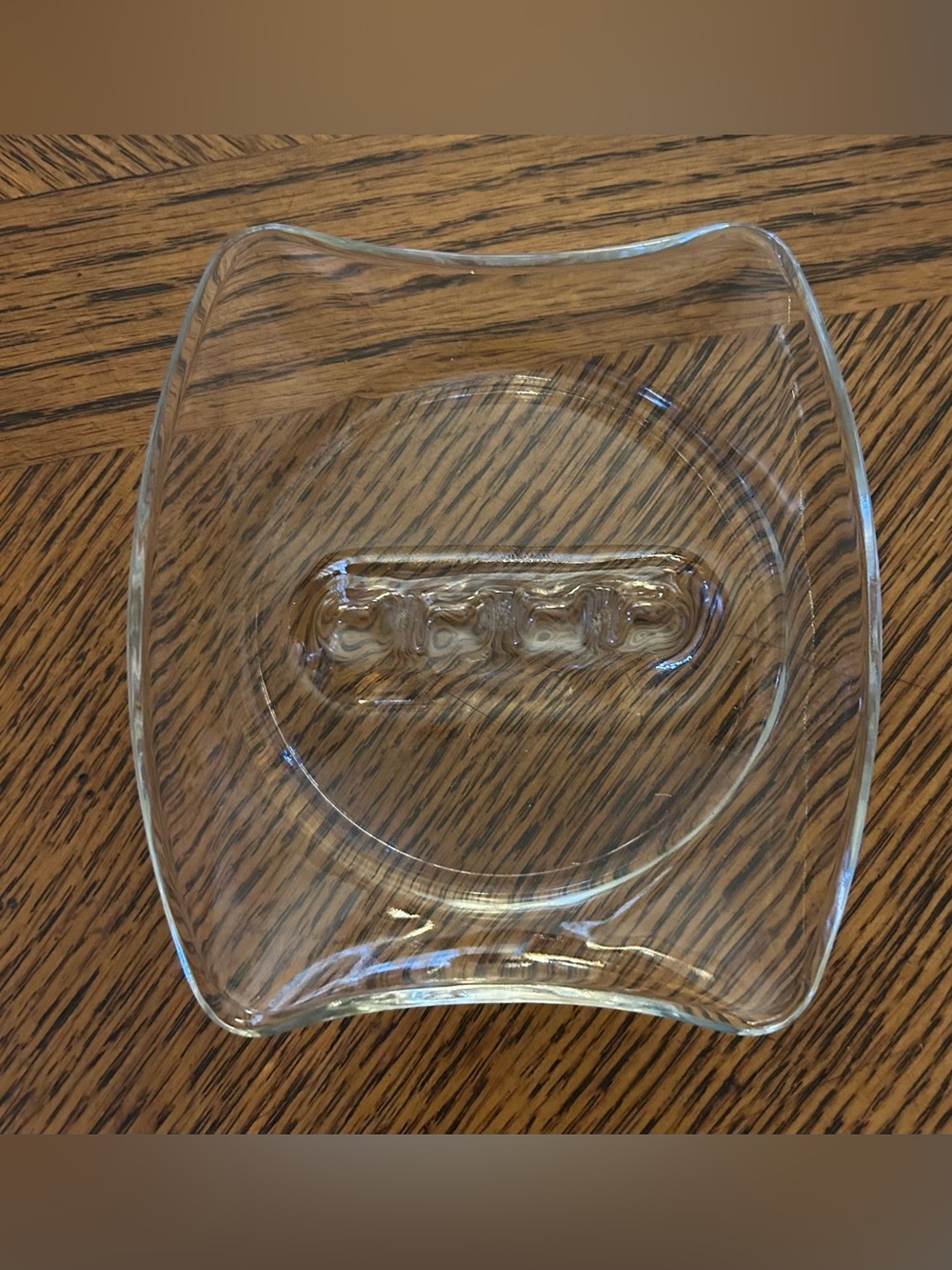 Vintage Clear Glass Square Decorative Dish